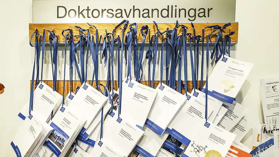 Avhandlingar fastsatta på vägg.