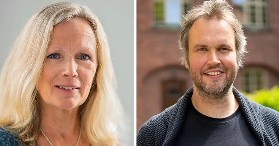 Collage av porträtt på en kvinna och en man.