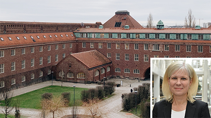 KTH:s borggård och Marianne Lundin.