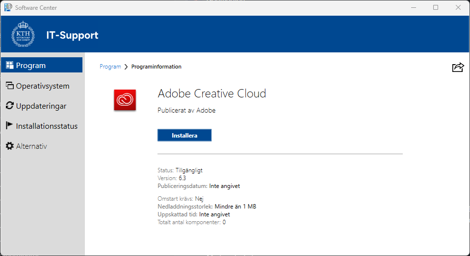Installera knappen visas