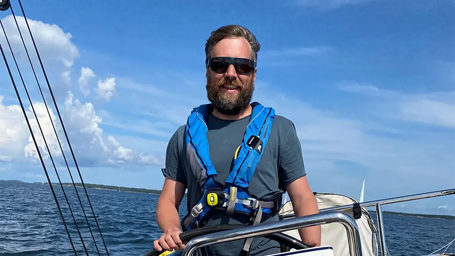 Man on a sailboat