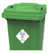 Green waste bin used for all radioactive waste.