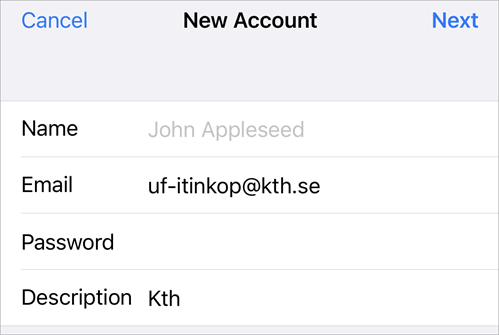 Fill in the fields with the e-mail address and your KTH password