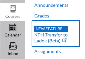 Skärmdump KTH Transfer to Ladok (beta)