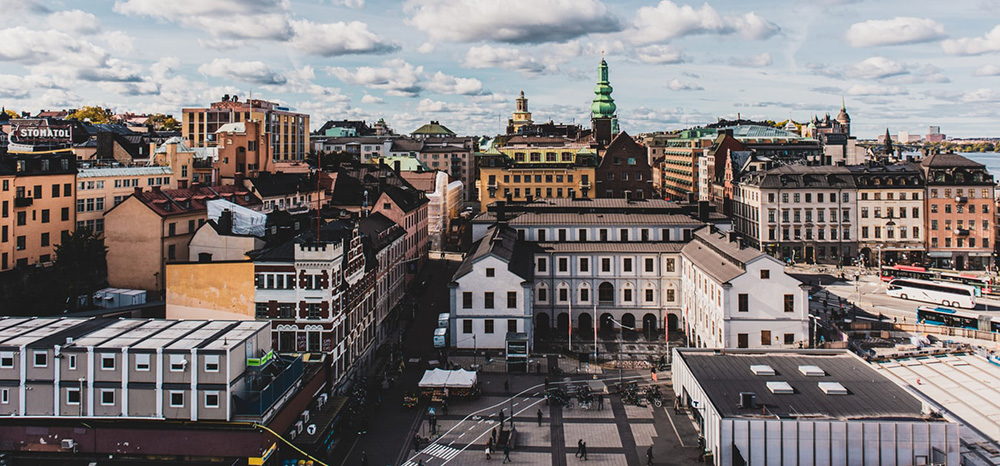 View of Södermalm in Stockholm and Stockholm State Museum.