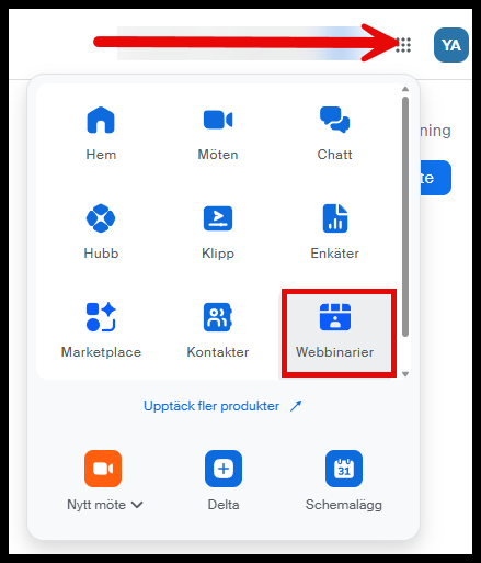 Skapa ett webbinarmöte