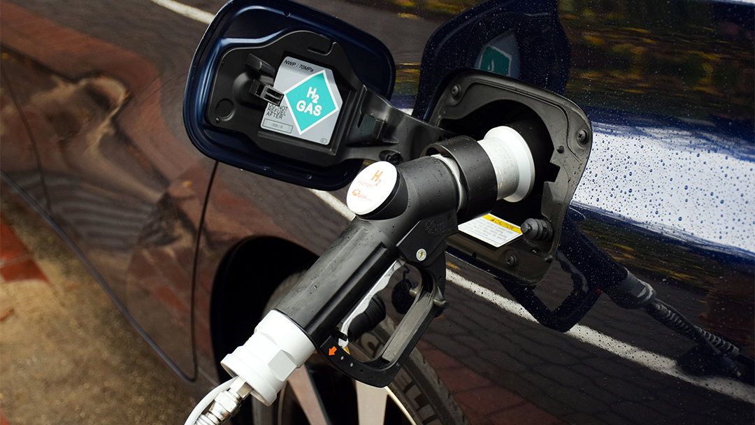 A car getting fueled with Hydrogen.